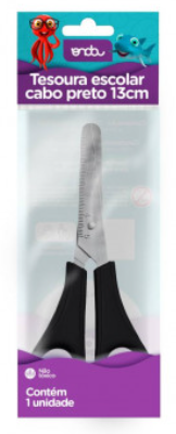 TESOURA ESCOLAR 13 CM - BLISTADA - PRETA - CX C/ 12UN - 2411033 - ONDA