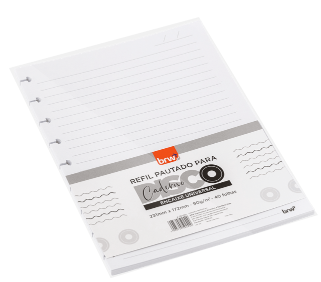 REFIL CADERNO INTELIGENTE UNIVERSITARIO 40FLS - 272 X 200 - PCT C/ 5 UN - CD1047 - BRW