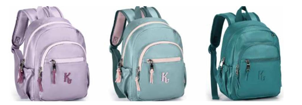 2625 - MOCHILA FEMININA KIKA - PEQUENA 13 '' - METALISADA - CORES SORTIDAS - KIKA