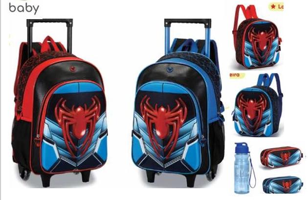 IN2620 - KIT MOCHILA C/ RODAS + LANCH + EST + GARRAFA - ARANHA - NOVA RIO