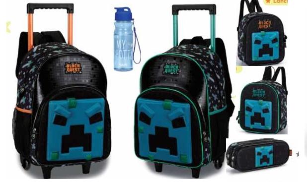 2653 - KIT MOCHILA C/ RODAS + LANCH + EST + GARRAFA - BLOCK - NOVA RIO
