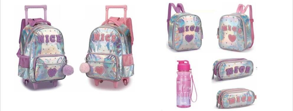 2675 - KIT MOCHILA C/ RODAS + LANCH + EST + GARRAFA - NICE GIRL TOP - NOVA RIO