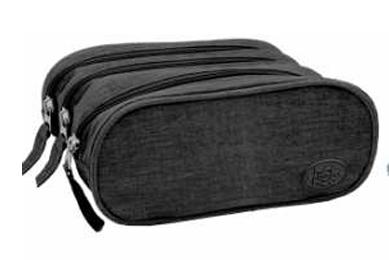 25443 PT - ESTOJO TRIPLO - LONA PRETO - PACK N GO