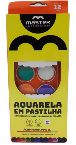 AQUARELA 12 CORES + PINCEL - PCT C/ 6UN  - EQA12CP - MASTER