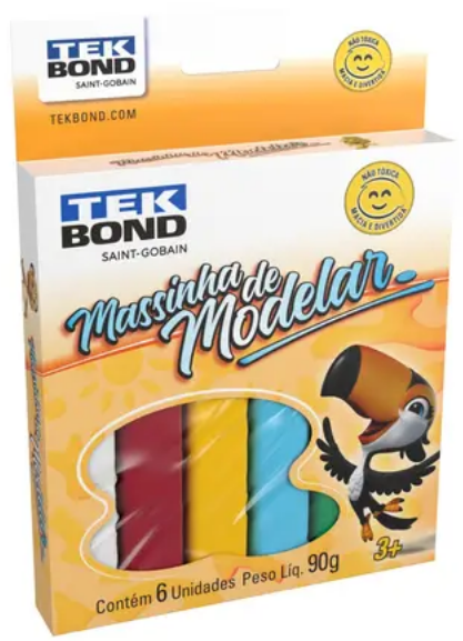 MASSA DE MODELAR 6 CORES - 90g - PCT C/ 12UN - 20643 - TEK BOND