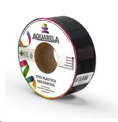 FITA PLASTICA DECORATIVA - 30mm X 50mt - (LACO MANUAL) - PRETO - AQUARELA