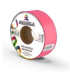 FITA PLASTICA DECORATIVA - 30mm X 50mt - (LACO MANUAL) - ROSA - AQUARELA