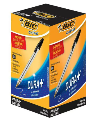 CANETA BIC - ESFEROGRAFICA CRISTAL - CX C/ 50UN - PRETO - BIC