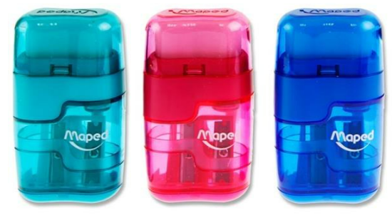 APONTADOR DOIS FUROS COM BORRACHA - CONNECT - CX C/ 20UN - CORES NEON - 049211 - MAPED