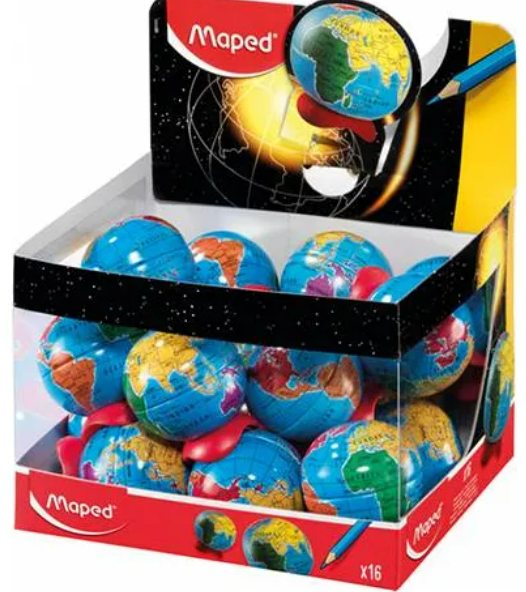 APONTADOR  UM FURO - GLOBO TERRESTRE - CX C/ 16UN - 051111 - MAPED