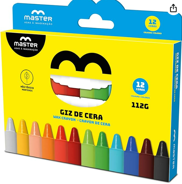 GIZAO DE CERA 12 CORES - GROSSO 112G - PCT C/ 12 UN - EGCP4FP - MASTER