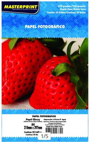 PAPEL FOTOGRAFICO - DUPLA FACE BRILHO 220g C/ 20Fls - 302010037 - MASTERPRINT
