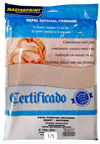 PAPEL KRAFT NATURAL A4 180g C/ 50Fls - PARDO - 121010011 - MASTERPRINT