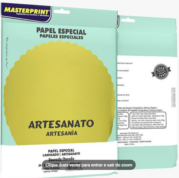 PAPEL LAMICOTE 250g C/ 10Fls - DOURADO - 302070040 - MASTERPRINT