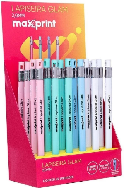 LAPISEIRA 2.0MM - GLAM - CORES PASTEIS - DISPLAY C/ 24 UN - 70000117 - MAXPRINT