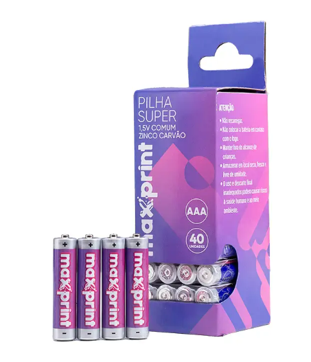 PILHA MAXPRINT - AA - GROSSA - COMUM - PCT C/ 40 UN - 75000041 - MAXPRINT