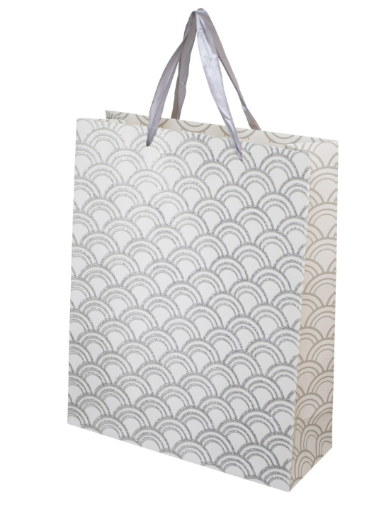 SACOLA DE PRESENTE P - DETALHES PRATA - 18x24x8,5cm - PCT C/ 12 UN - YP7216 - YINS