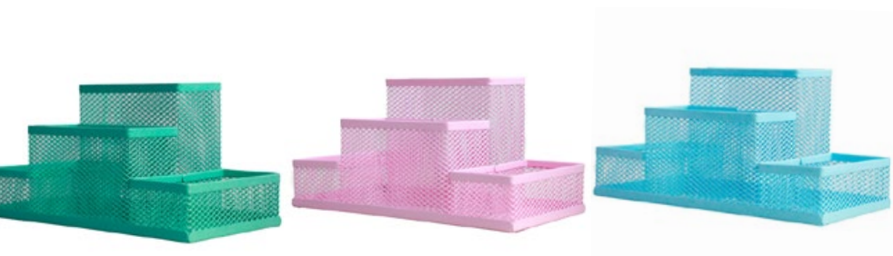 PORTA CANETAS / CLIPS / LEMBRETE - ARAMADO 4 DIVISAO - CANDY COLOR  - YP8626 - UN - YINS