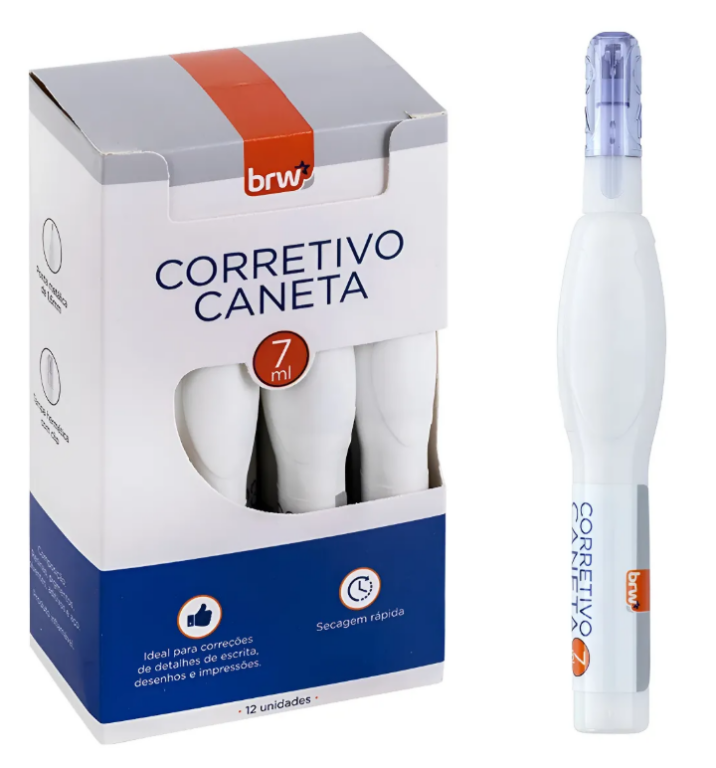CANETA CORRETIVA 7ml - PONTA METAL CX C/ 12UN - CR0712 - BRW