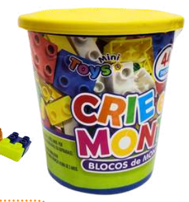 BLOCO DE MONTAR 44 PECAS - POTE C/ 44 UN - 0847A-  MINI TOYS