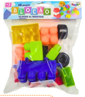 BLOCAO 16 PECAS - +3ANOS - PCT C/5 UN - 0752A - MINI TOYS