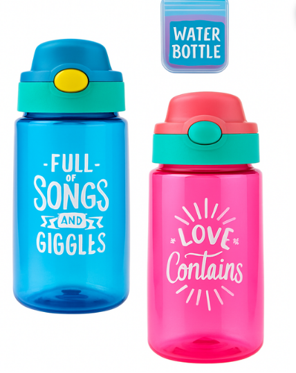 GARRAFINHA 450ML PLASTICO - C/ CANUDO - TRAVA DE SEGURANCA -  F5211 - FLASH