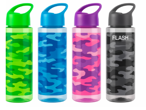 GARRAFINHA PLASTICO 800 ML - TOP CAMUFLADA - C/ CANUDO - F5119 - FLASH