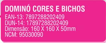 DOMINO EDUCATIVO - 28 PCS - CORES E ANIMAIS - PEÇAS DE MADEIRA - CAIXA CARTONADA - C240 - IOB