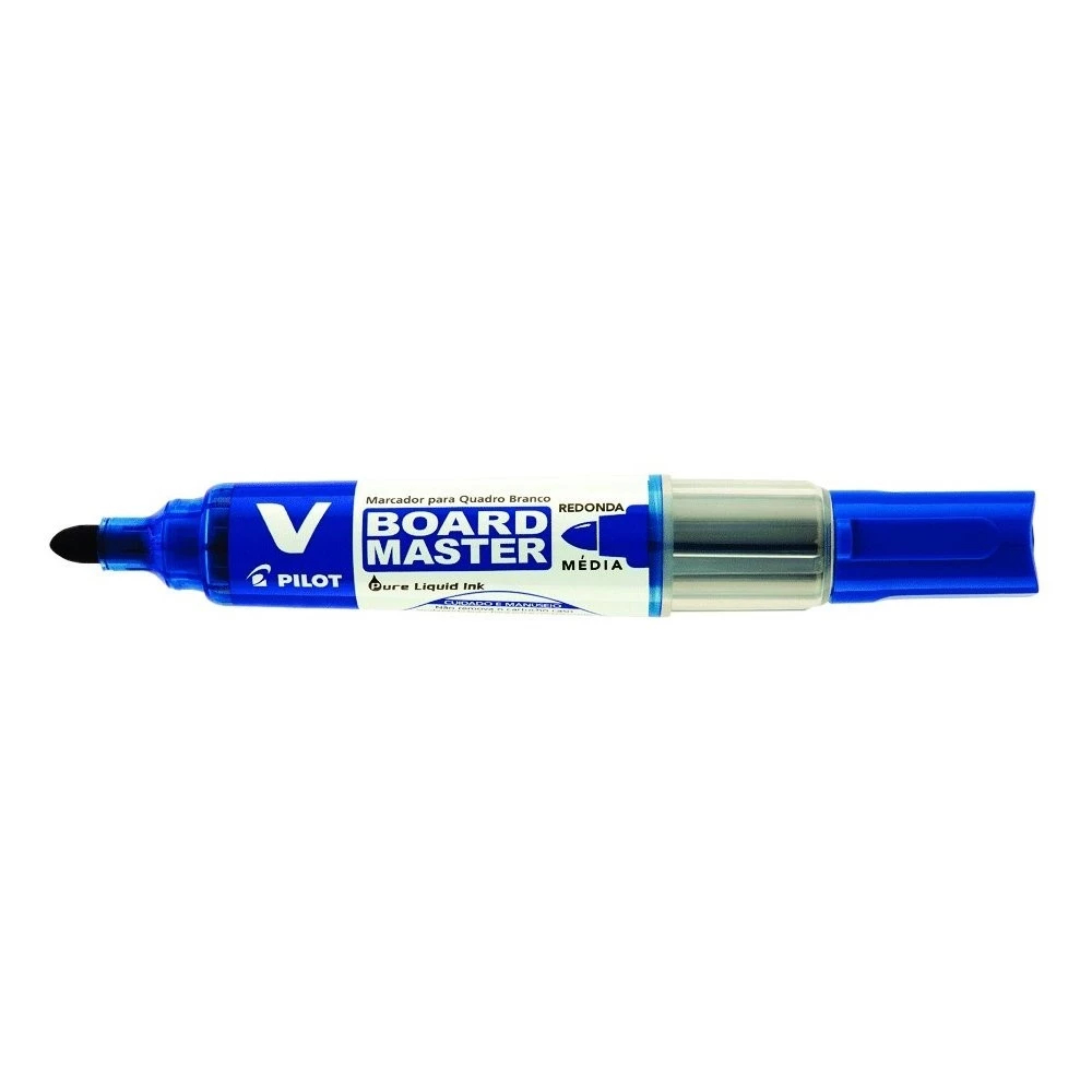 Kit 3 Pincel Marcador Quadro Branco Pilot V-Board Master Azul Preto Vermelho Recarregável