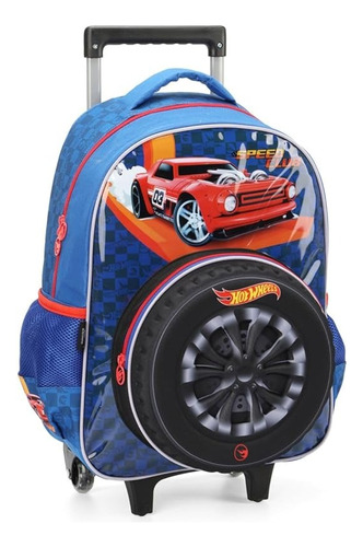 Mochila Escolar Infantil Luxcel Hot Wheels Azul