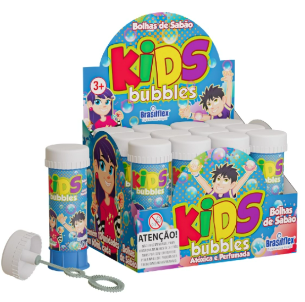 BOLHA DE SABAO - 60 ML - CAIXA C/12 - KIDS - 870014 -  BRASILFLEX