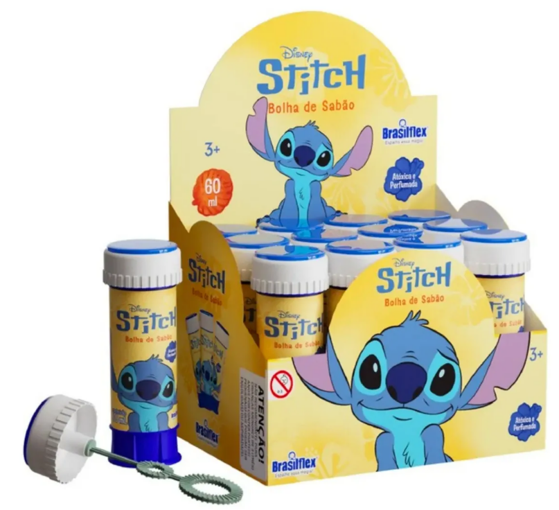 BOLHA DE SABAO DISNEY - 60 ML - CAIXA C/12 - STITCH  -  873296 - BRASILFLEX