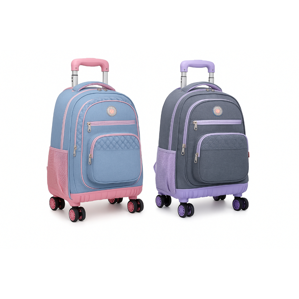 Mochila Kika Premium Jeans KK2577-G | 4 Rodas 360 Reforçada | Escolar e Viagem