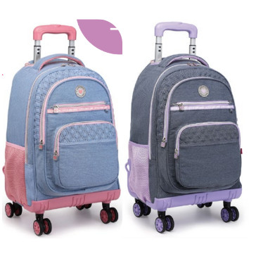 Mochila Kika Premium Jeans KK2577-G | 4 Rodas 360 Reforçada | Escolar e Viagem