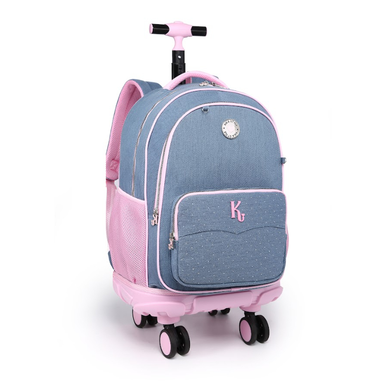 Mochila Kika Premium Jeans KK2577-G | 4 Rodas 360 Reforçada | Escolar e Viagem