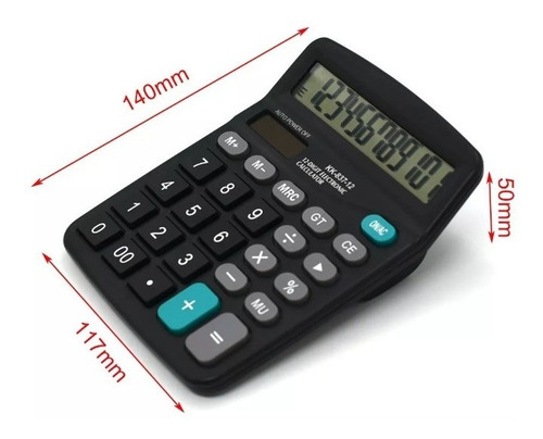 Calculadora Básica Kenko Kk-837b 12 Dígitos Preta Mesa Preto