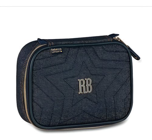 Estojo Box Escolar Juvenil 36 Pens Jeans Rebecca Bonbon Clio Azul-marinho Liso