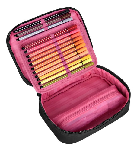 Estojo Box Escolar Juvenil 36 Pens Jeans Rebecca Bonbon Clio Azul-marinho Liso