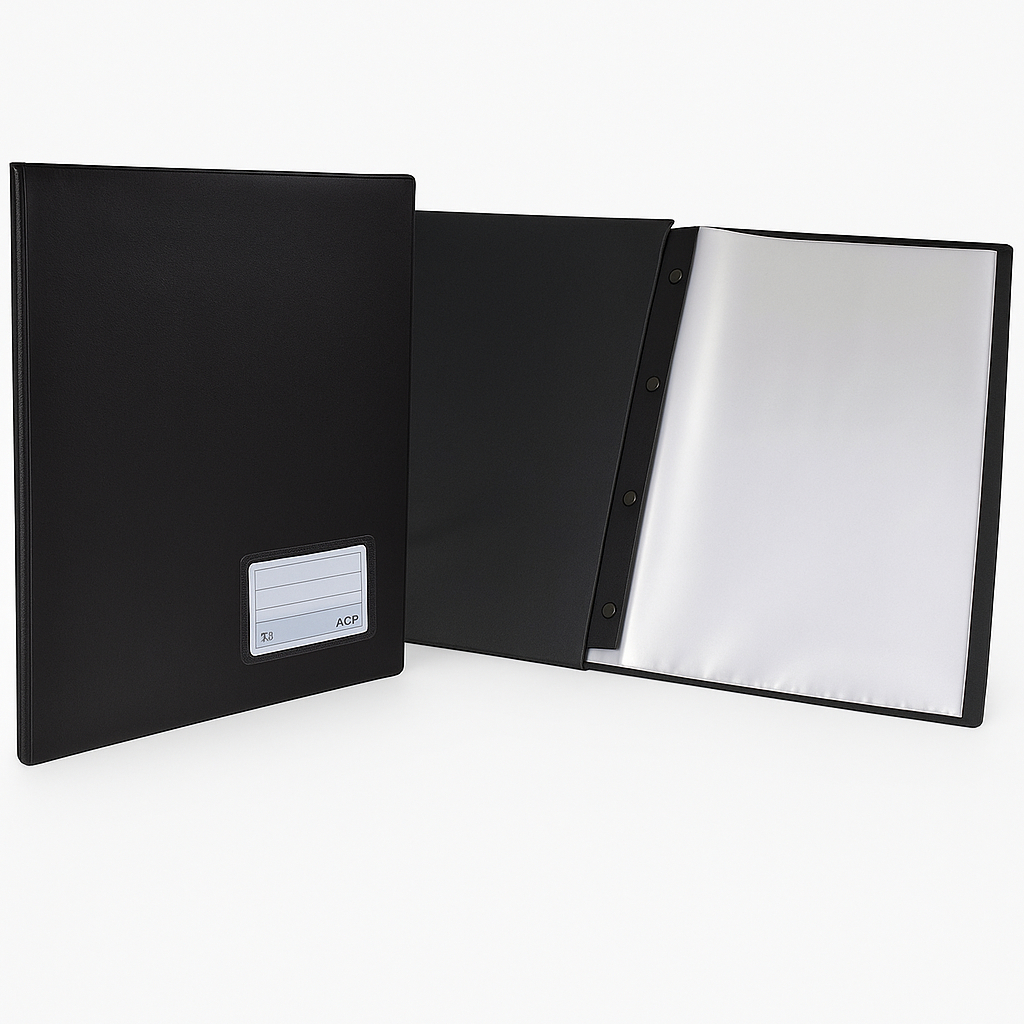 Pasta Catálogo 50 Envelopes Fino Preta ACP – Organização Profissional
