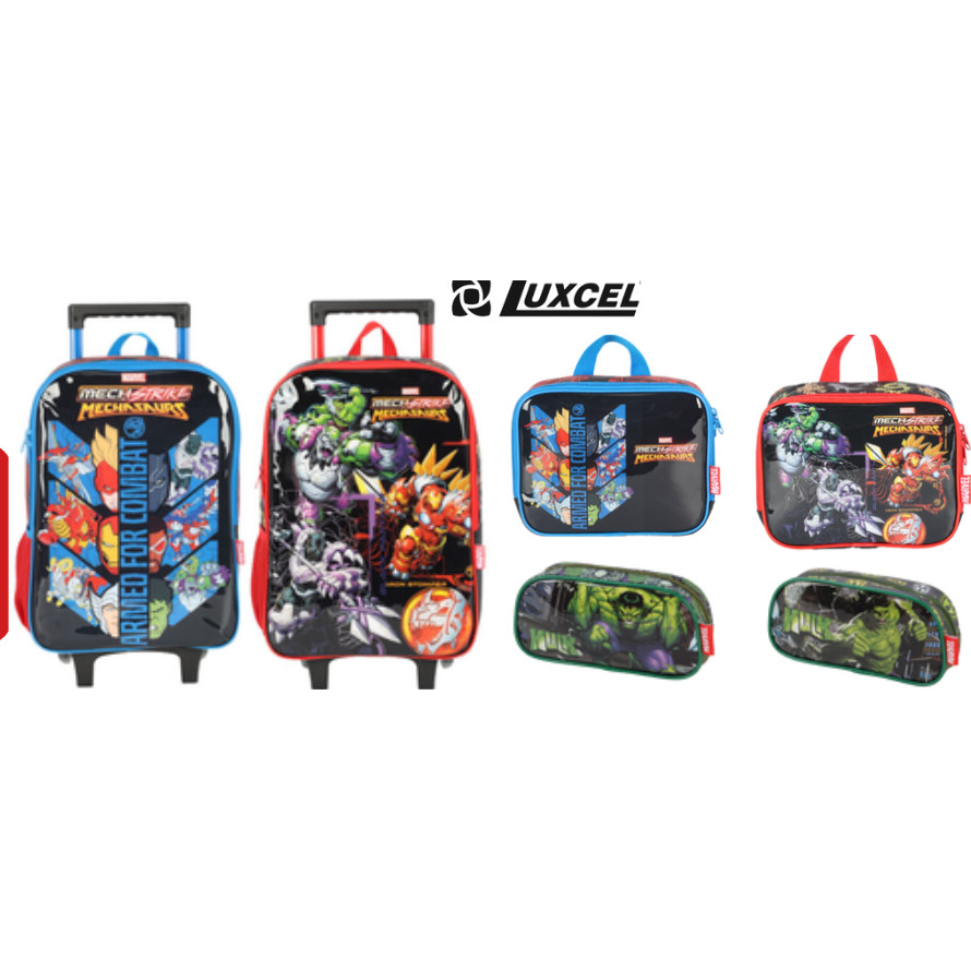 Kit Mochila + Lancheira + Estojo Avengers Original – Luxcel – Infantil Escolar