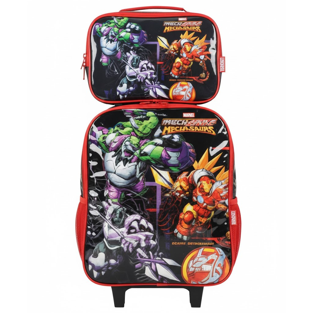 Kit Mochila + Lancheira + Estojo Avengers Original – Luxcel – Infantil Escolar