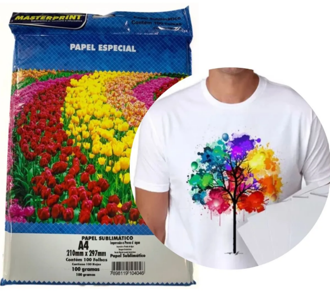 PAPEL SUBLIMATICO FOSCO - CANECA - 100G/M² A4 - 100FOLHAS - 302030 - MASTERPRINT