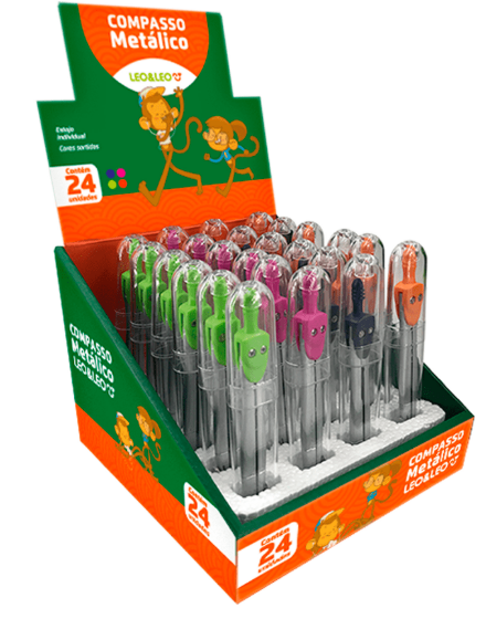 COMPASSO ESCOLAR DE METAL - CORES SORTIDAS -  PCT C/ 24 UN  - 4196 - LEONORA