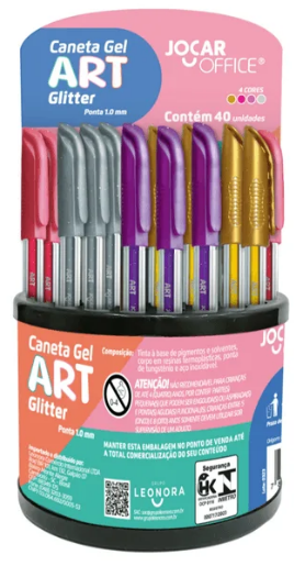 CANETA ESFEROGRAFICA - GEL ART BRILHO - SORTIDA - 1.0MM - DISPLAY C/ 40UN - 97933 - LEONORA