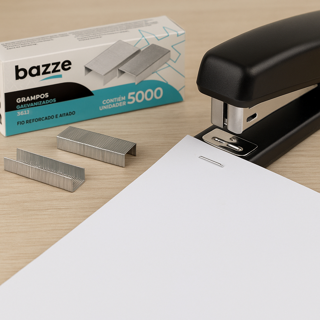 Grampo para Grampeador 26/6 Bazze Tris Caixa 5.000 Un Pct c/12 Caixas  Grampo Escritório Escolar