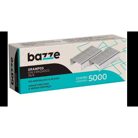 Grampo para Grampeador 26/6 Bazze Tris Caixa 5.000 Un Pct c/12 Caixas  Grampo Escritório Escolar