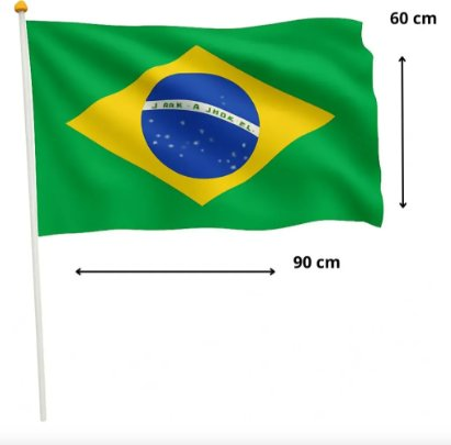 BANDEIRA DO BRASIL C/  HASTE - 60 X 90 TORCIDA BRASIL - UNIDADE - BRASIL