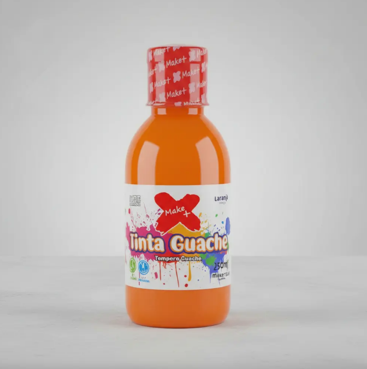 TINTA GUACHE - 250ML - LARANJA - PCT C/ 6 UN -  13229 - MAKE+