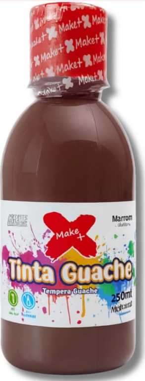TINTA GUACHE - 250ML - MARROM - PCT C/ 6 UN -  13234 - MAKE+