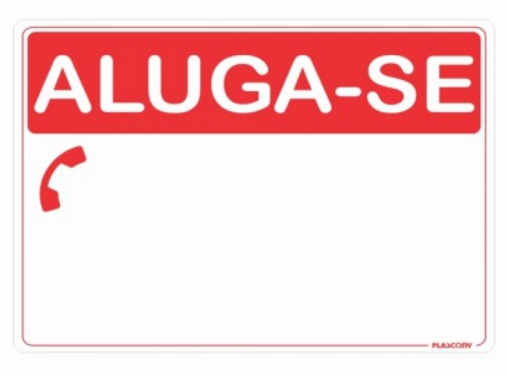 PLACA DE SINALIZACAO - ALUGA-SE - 20X30 - PLASCONY